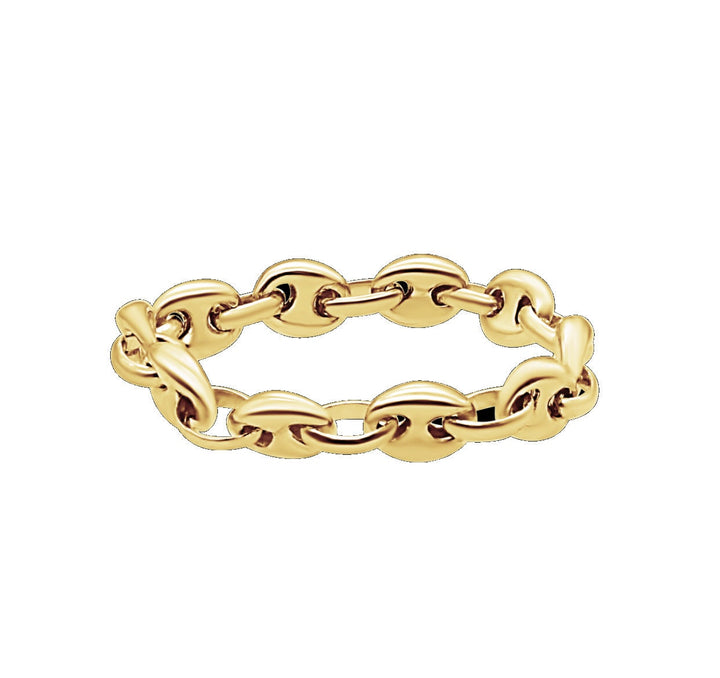 14kt Gold Mariner Link Chain Ring - Sleek Stacking Ring