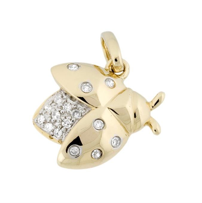 14kt Gold Diamond Ladybug Charm