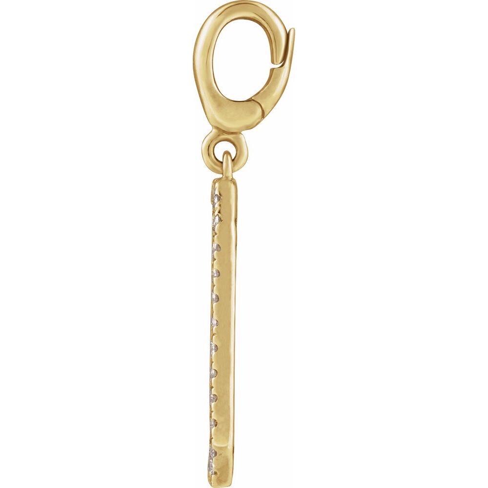 14K Yellow Engravable  Natural Diamond Dog Tag Charm.
