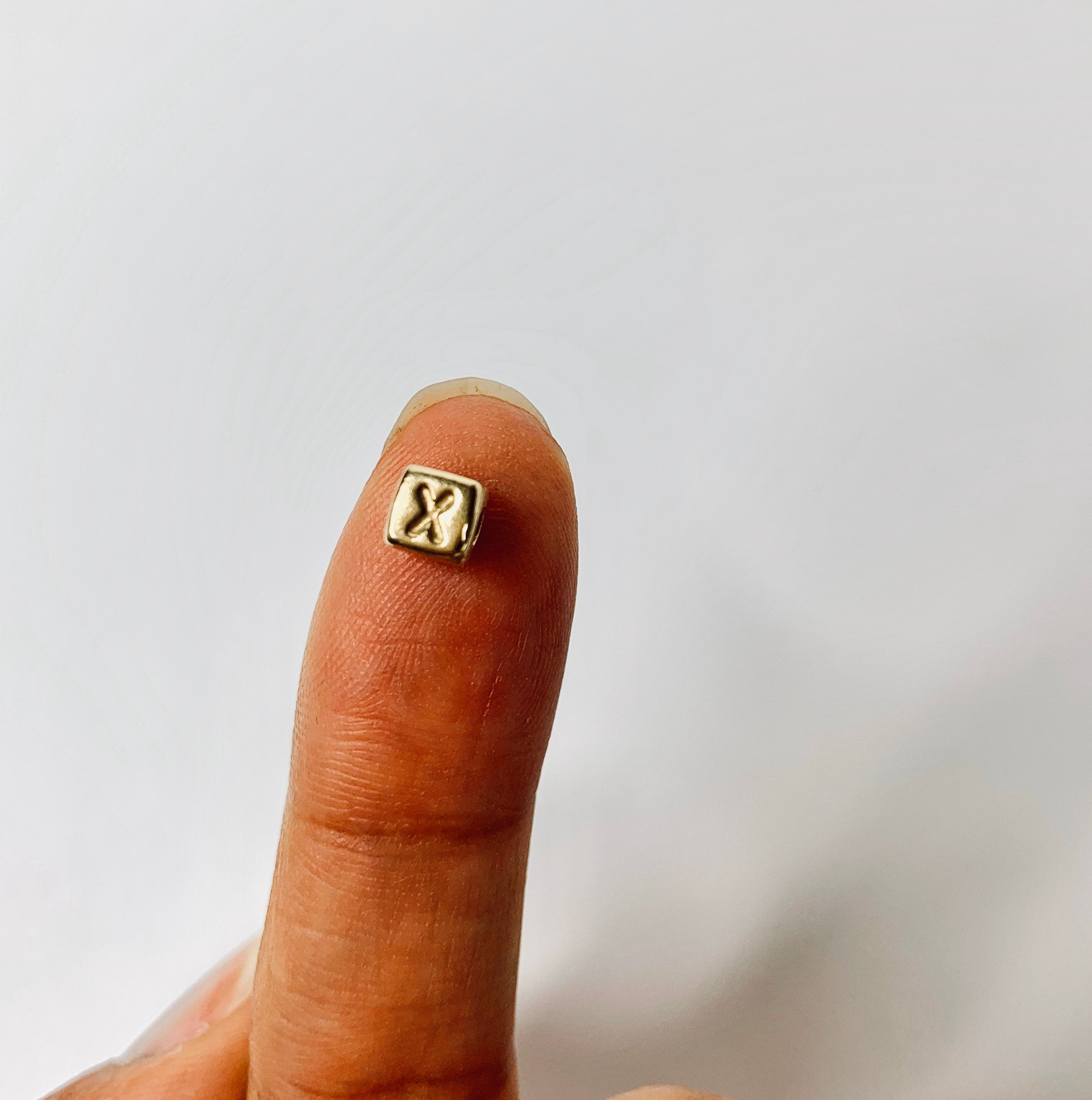 Gold Baby Block Alphabet Bead, Custom Initial Charm