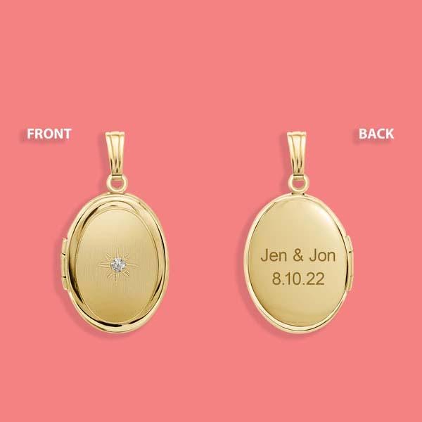 14kt Gold Oval Locket with Diamond Charm