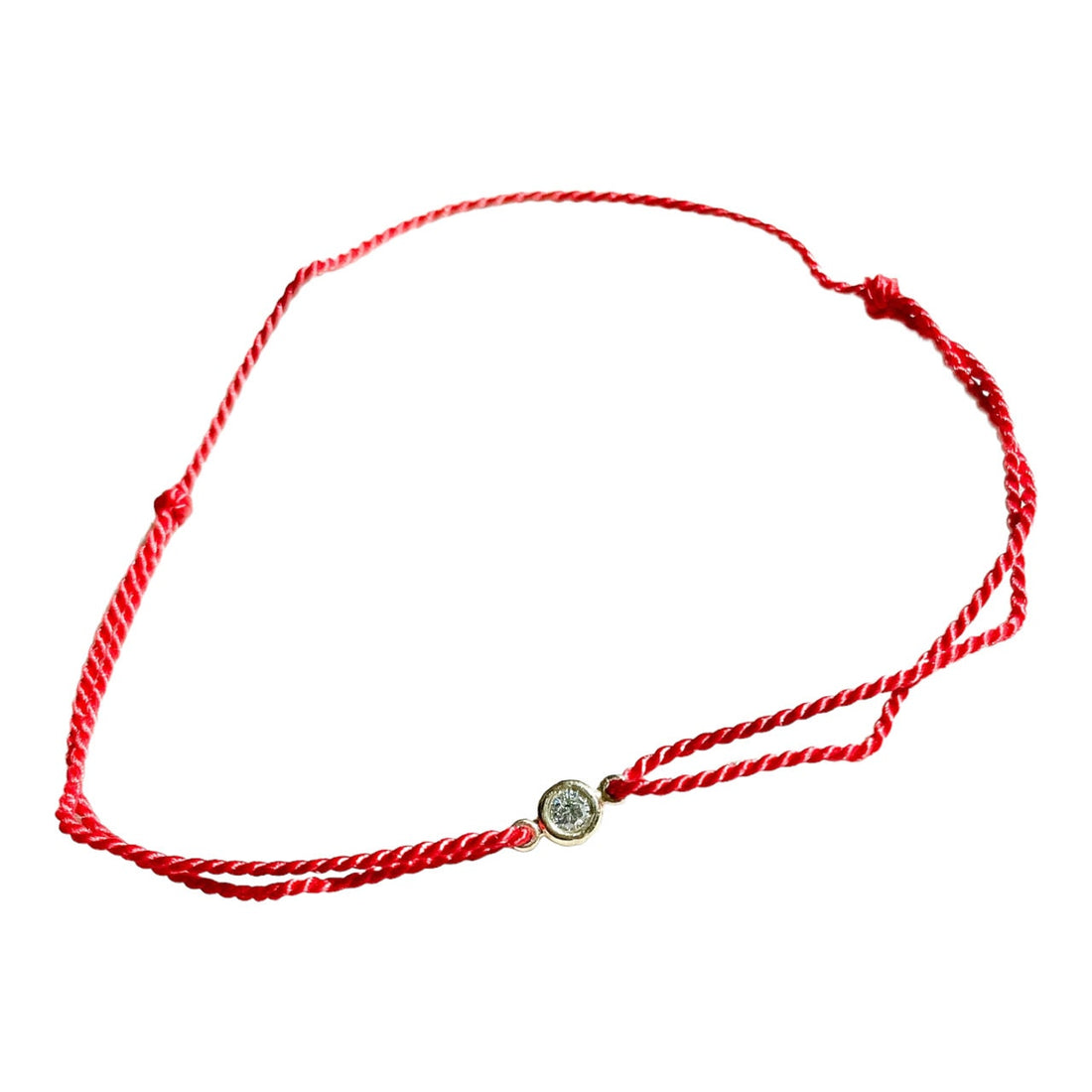 14kt Gold Diamond Silk Cord Bracelet, Adjustable Friendship Bracelet
