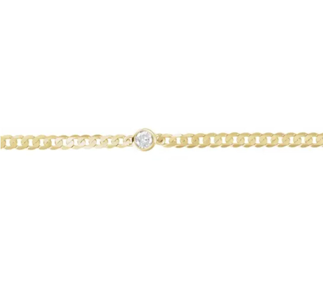 14K Yellow Natural Diamond Cuban Link Bracelet