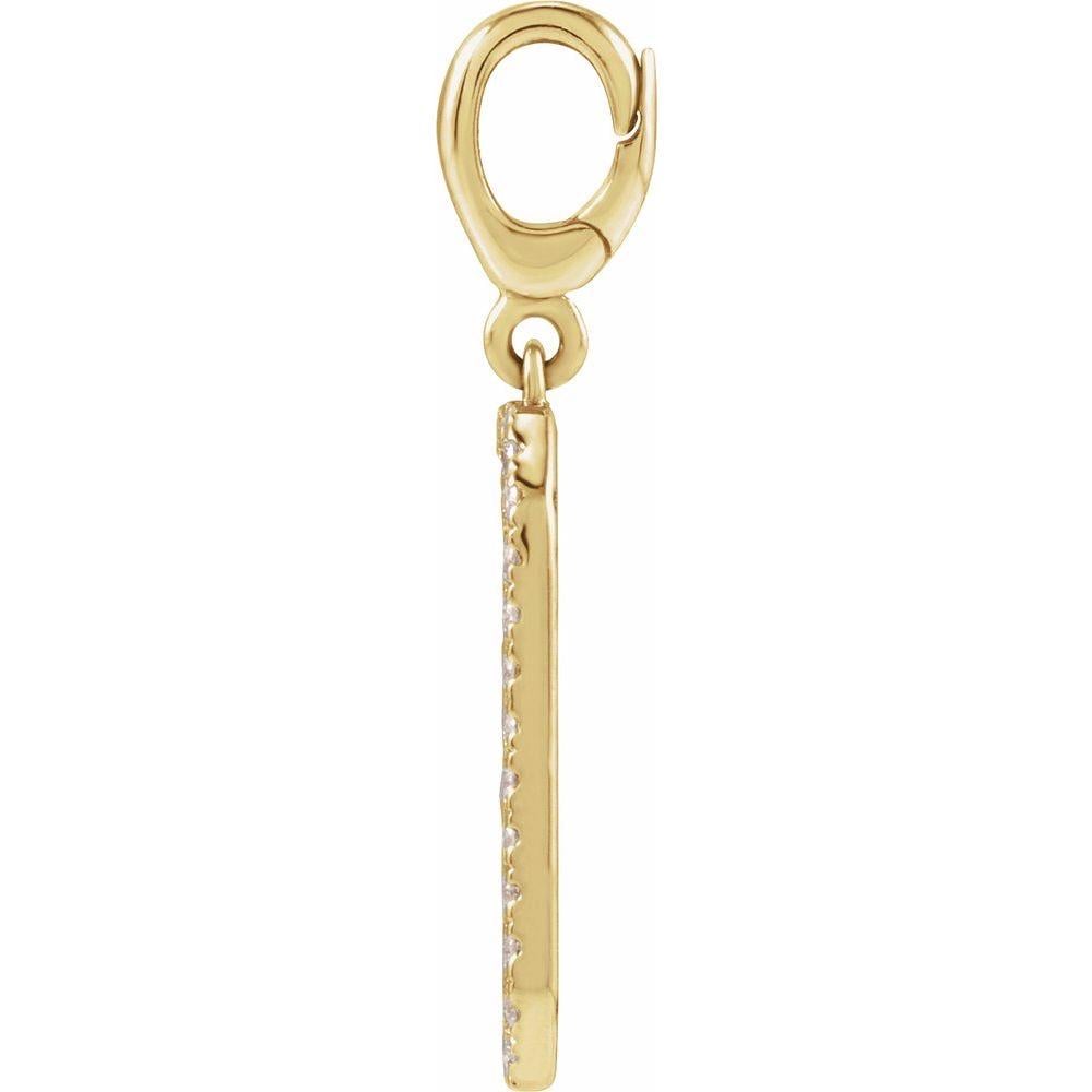 14K Yellow Engravable  Natural Diamond Dog Tag Charm.