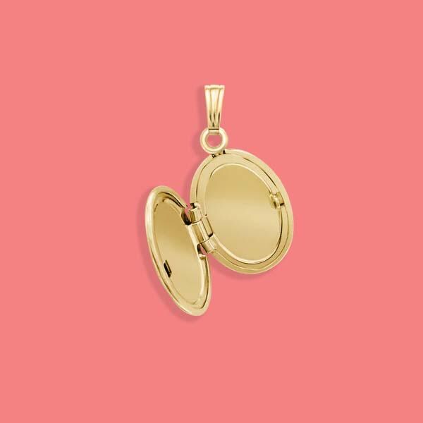 14kt Gold Oval Locket with Diamond Charm