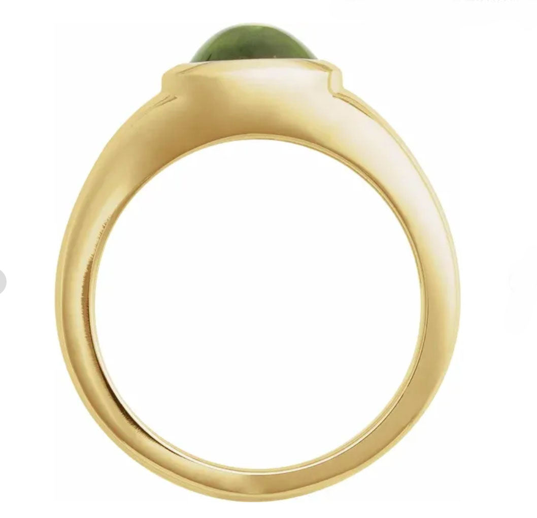 14K Yellow Natural Peridot Signet Ring