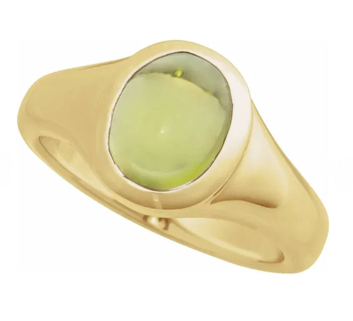 14K Yellow Natural Peridot Signet Ring