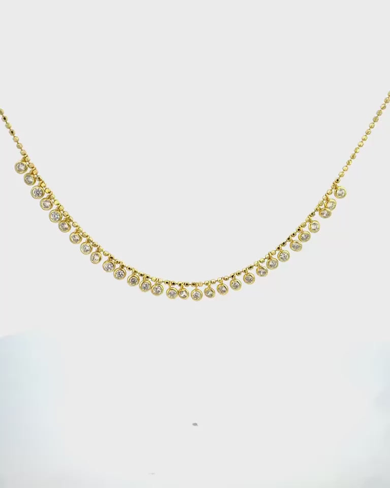 Sparkle Dangle CZ Ball Chain Necklace