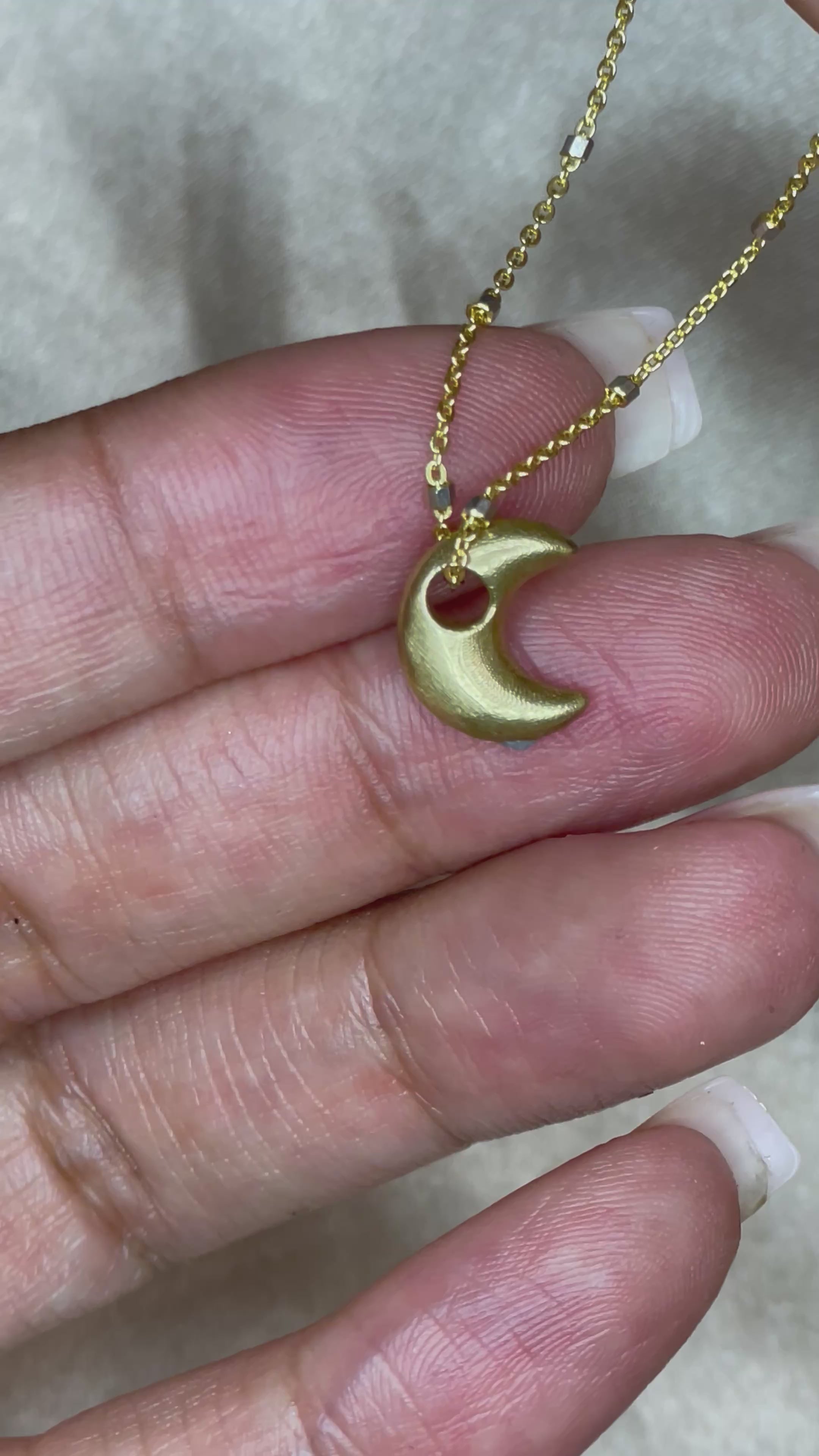 Gold Puffy Moon Charm
