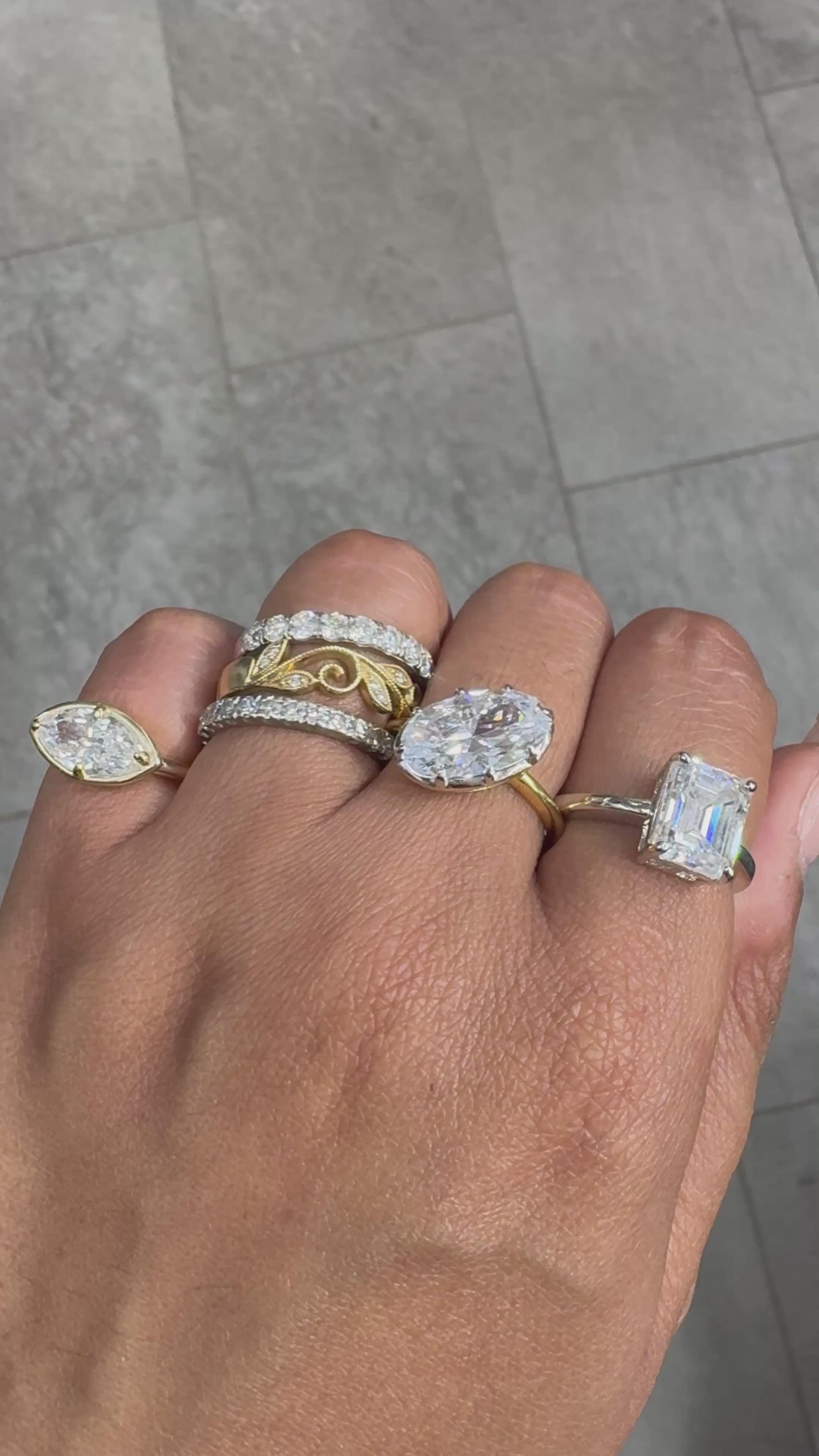 Marquis Compass Prong pinky ring ￼